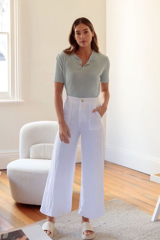 100% linen capri pants - sugar