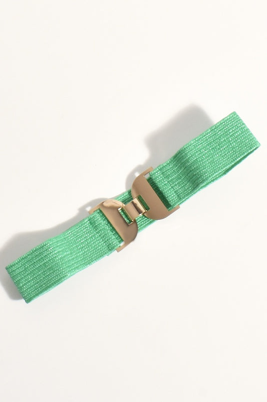 Metal Clasp Front Stretch Belt - Green