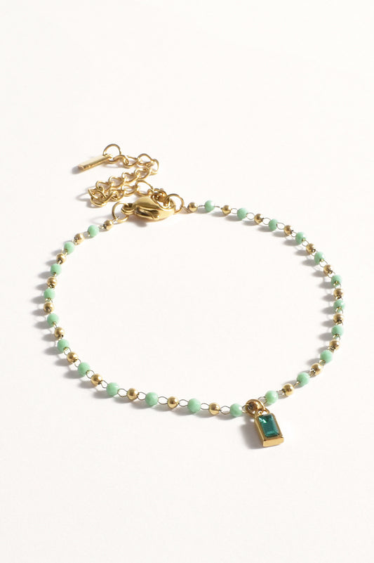 Alternating Bead Mini Charm Bracelet - Mint