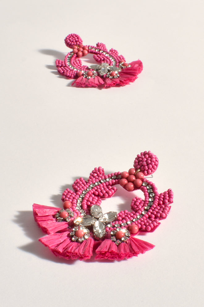 Jewelled Raffia Event Earrings