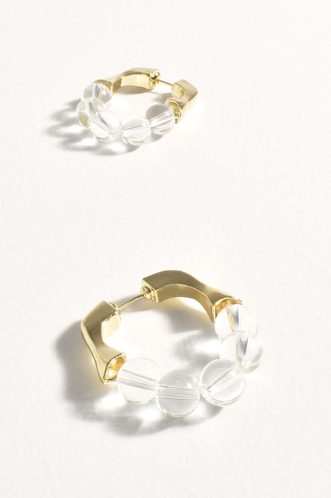 Half Bead Metal Hoops - Gold