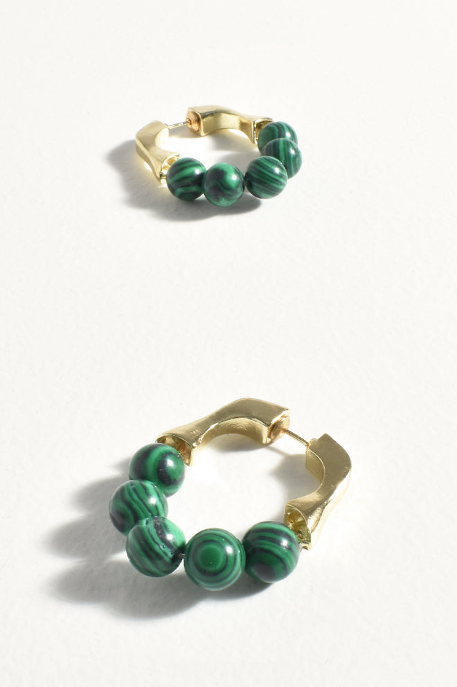 Half Bead Metal Event Hoops - Green