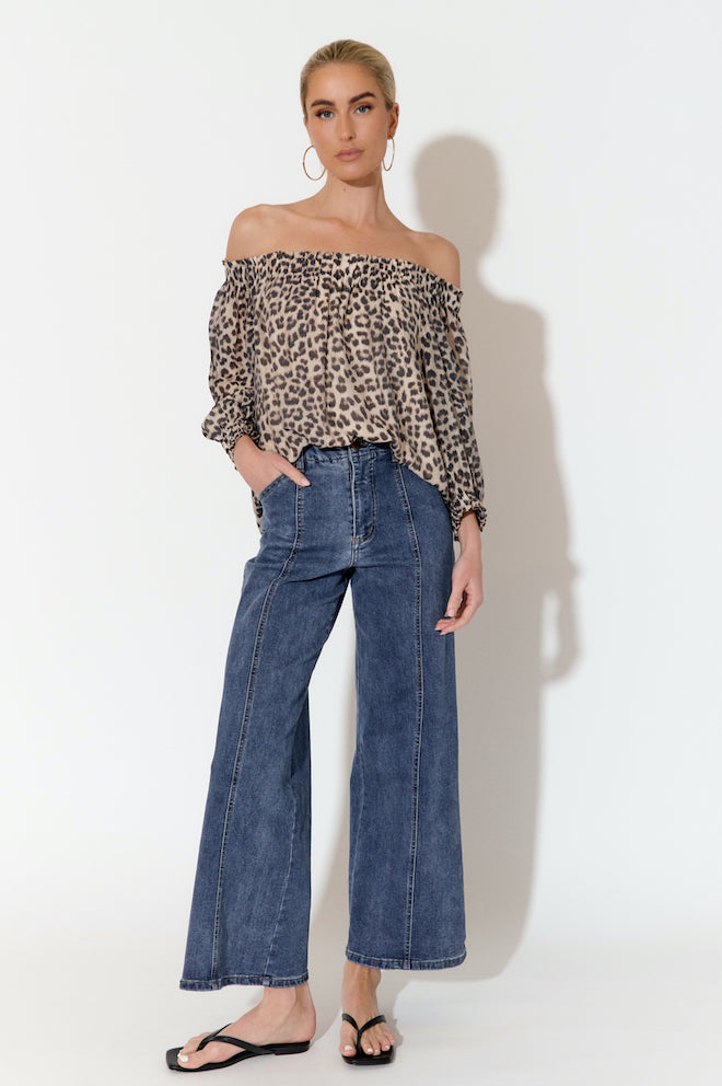 Crystal Leopard Off The Shoulder Top