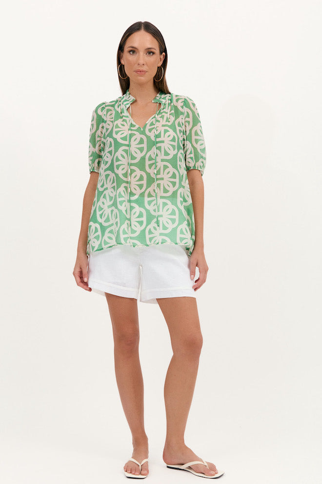 Sandra Bordeaux Print Top