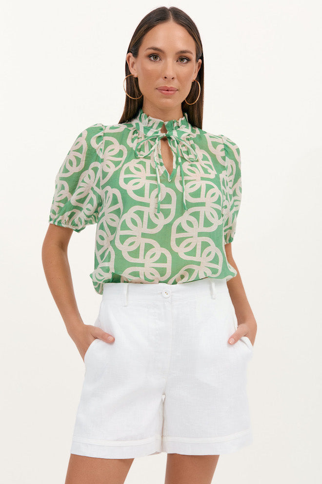 Sandra Bordeaux Print Top