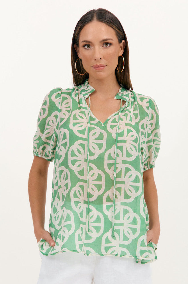 Sandra Bordeaux Print Top