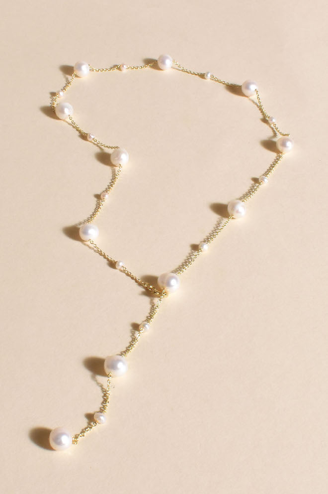 Pearl Interval Y Drop Necklace