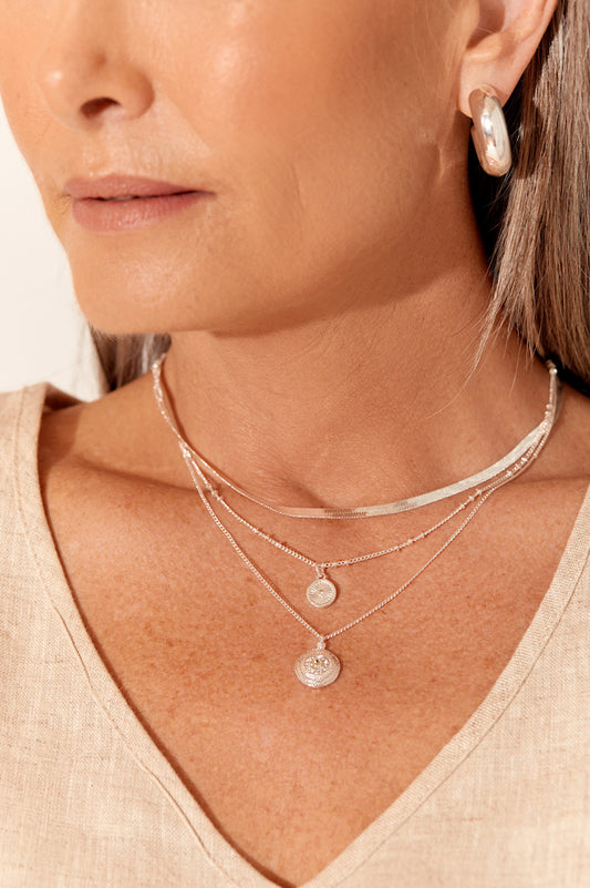 Vista Charm Layers Necklace - Silver