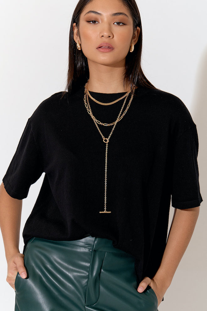 Layered Fob Bar Necklace
