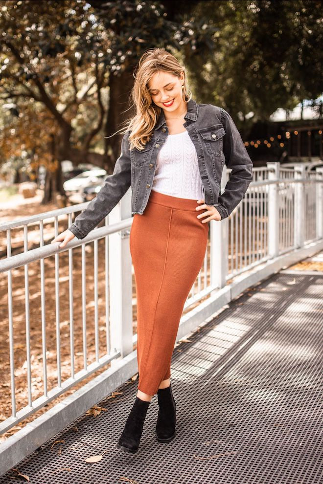 Becky Knit Skirt - Rust