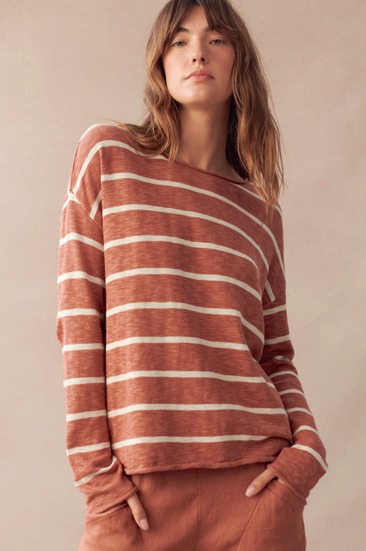 Minnie Top - Terracotta Stripe