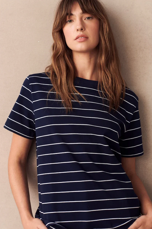 Stripe Athens Tee - Navy