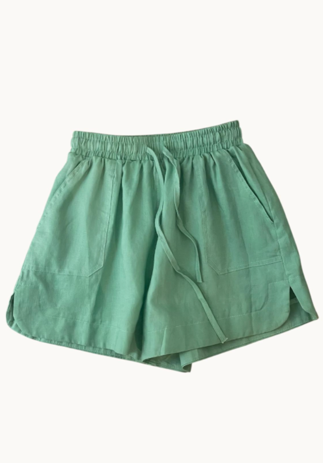 Bronte Linen Shorts - Aqua