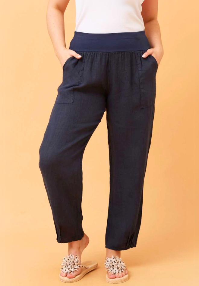 Sorrento Linen Pants - Navy