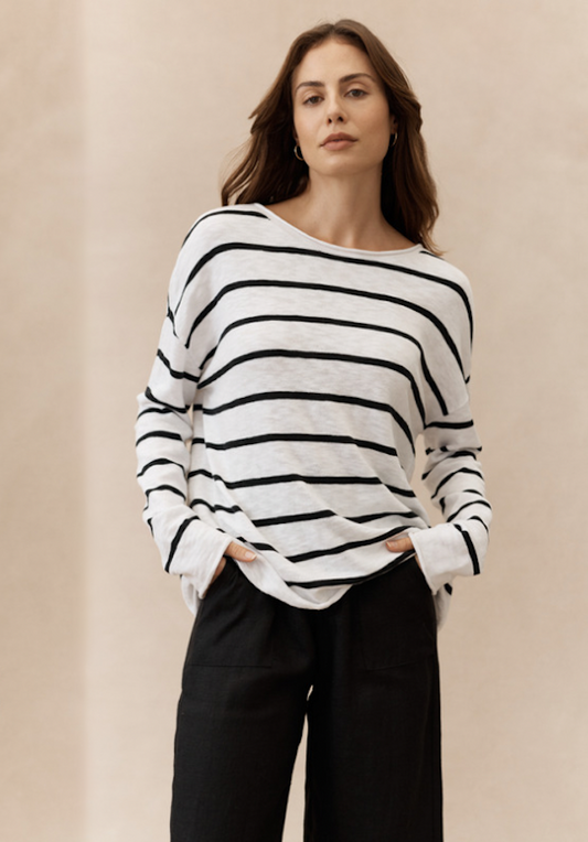 Nellie Top - Black & White Stripe