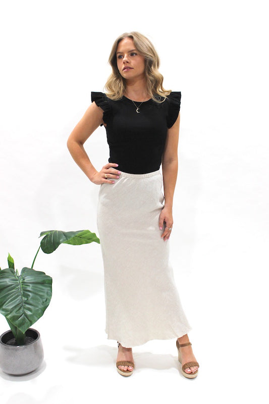 Linen Slip Skirt - Natural - Kat and Ko Clothing